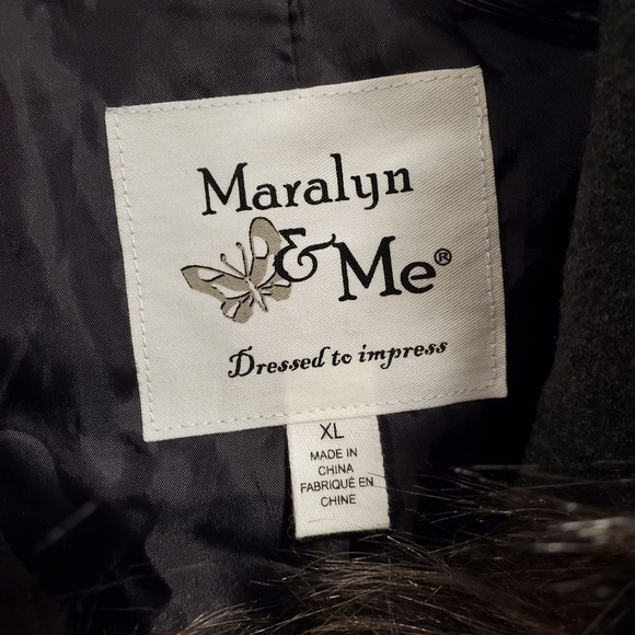 NWT Maralyn & Me Jacket Hooded Fur Trim Gray Coat - Picture 5 of 7